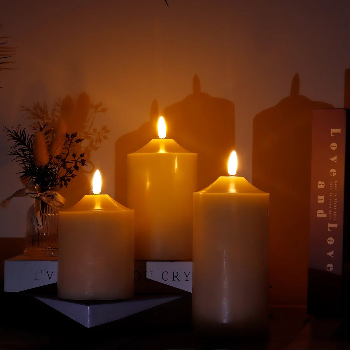 Bougies Led scintillantes sans flamme, 3 pièces