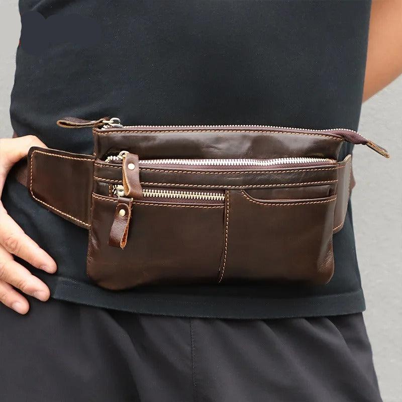 Sac en cuir véritable pour hommes; Fait à la main.