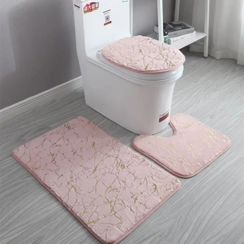 Ensemble de trois pièces de salle de bains d'impression d'or