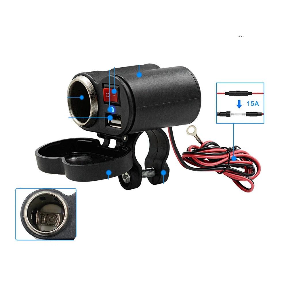 Chargeur USB multifonctionnel pour motos et téléphones portables.