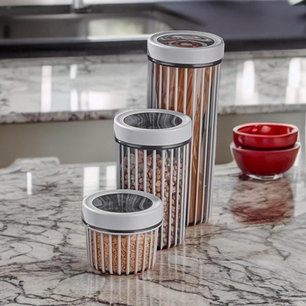 Boîte de rangement ronde pour cuisine, 3 pièces.