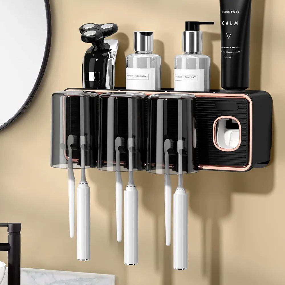 Porte-brosse à dents et porte-passe à dents multifonctionnel avec distributeur automatique