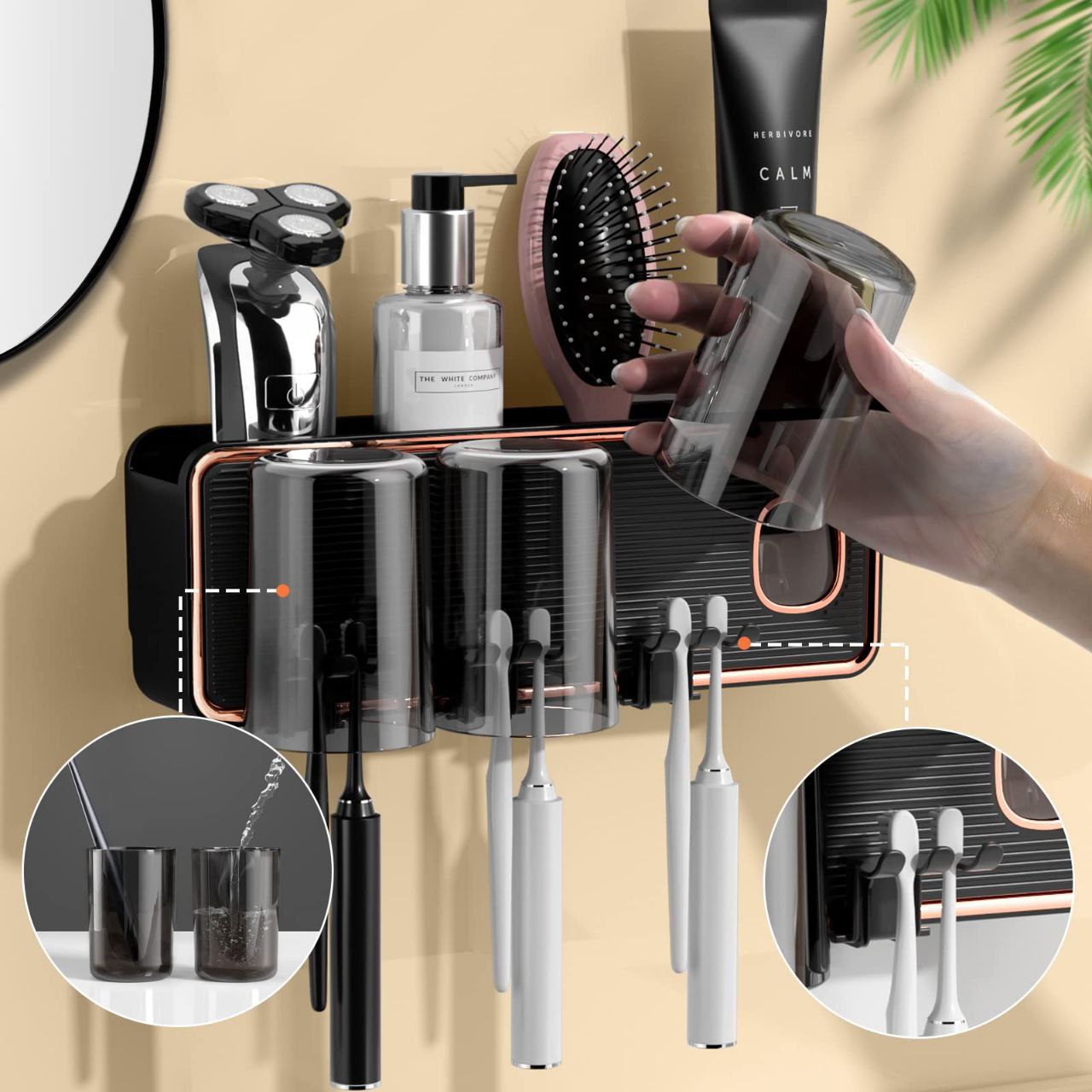 Porte-brosse à dents et porte-passe à dents multifonctionnel avec distributeur automatique