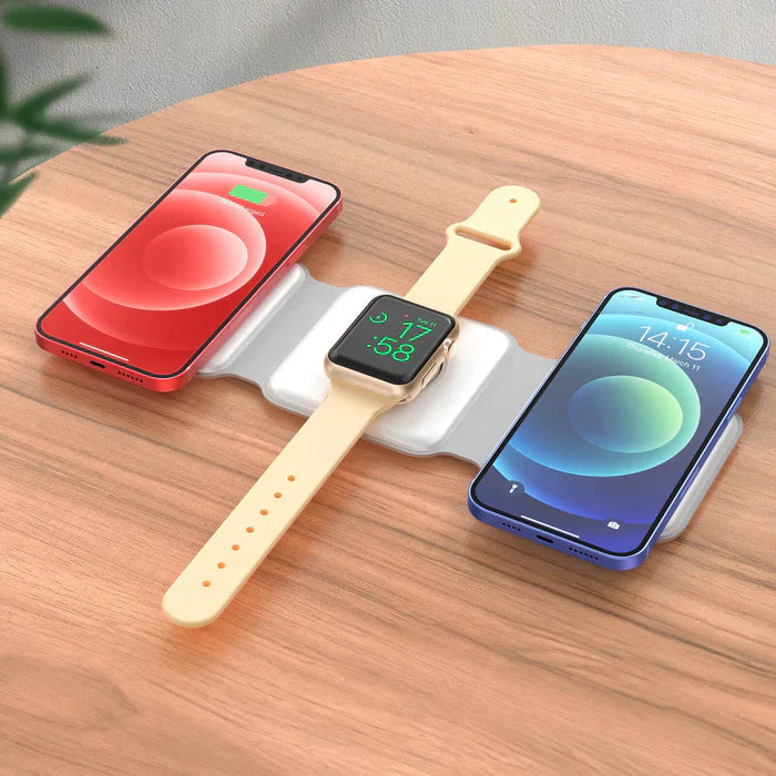 Chargeur à Induction 3-en-1, Station de Charge Rapide Portable Universelle