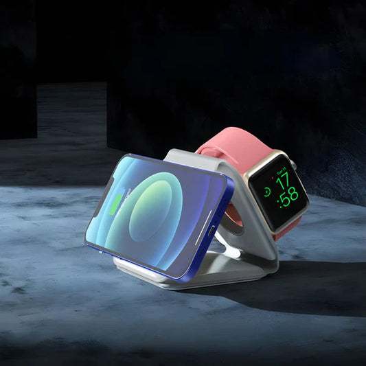 Chargeur à Induction 3-en-1, Station de Charge Rapide Portable Universelle