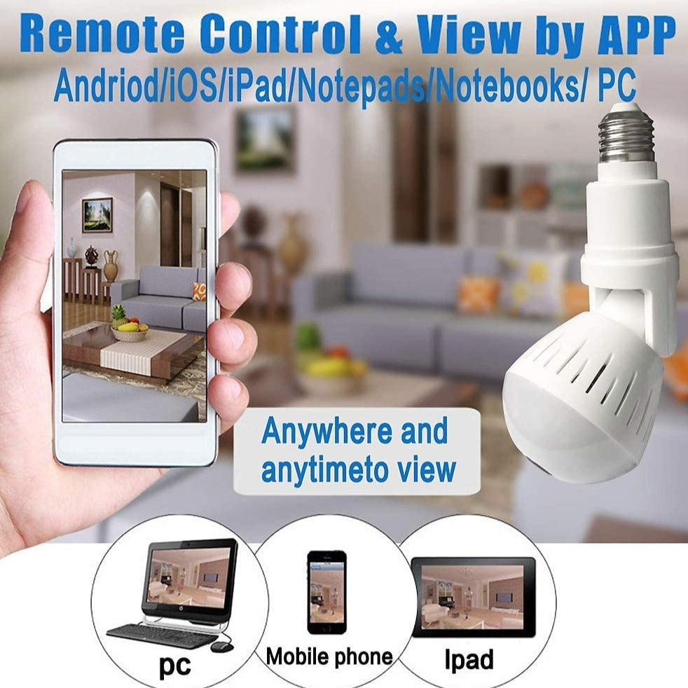 Caméra télécommandée 1080P, caméra ampoule HD wifi sans fil