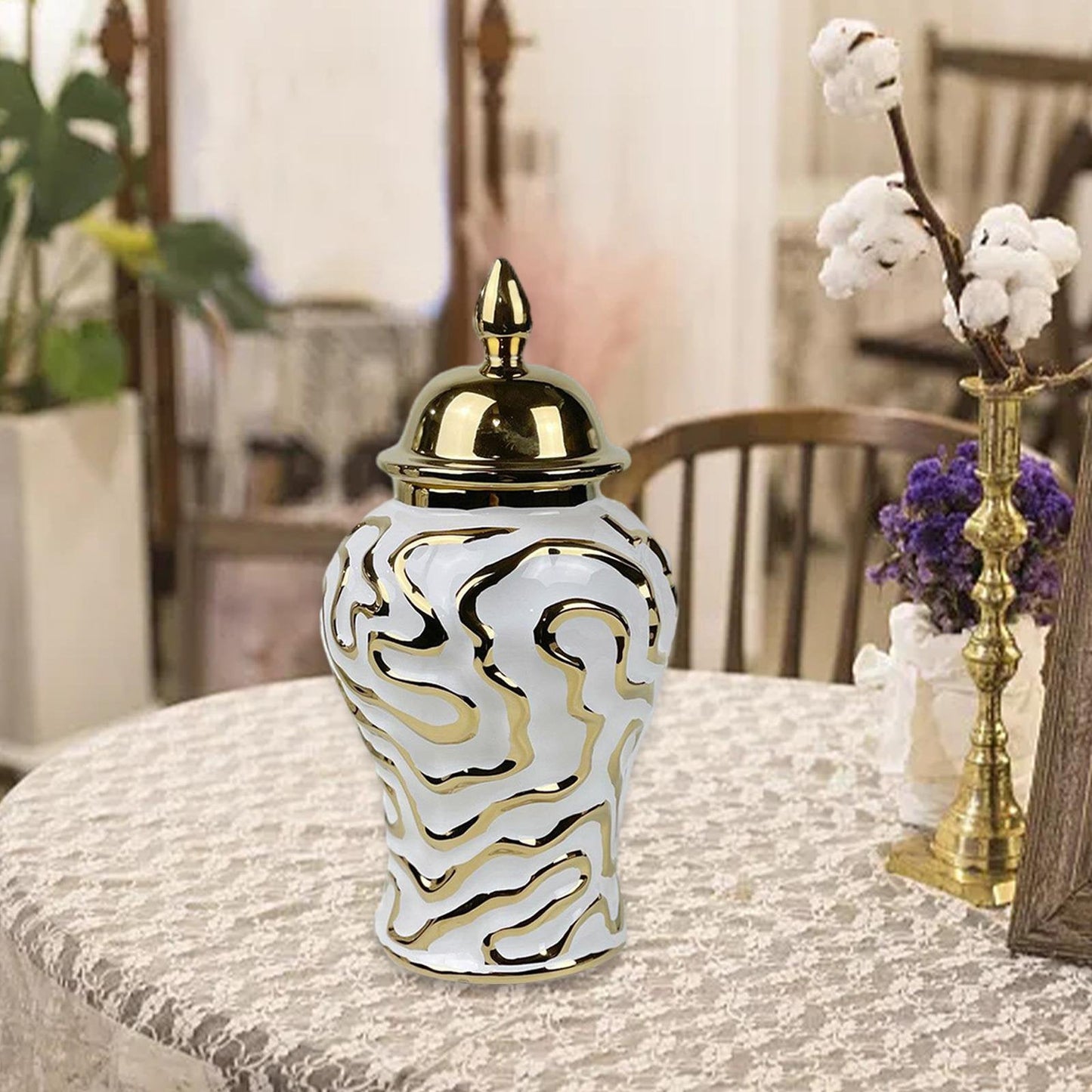 Pot à gingembre en porcelaine avec couvercle