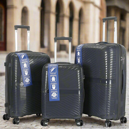 Lot de 3 valises latérales rigides avec double roulettes à 360° avec serrure TSA