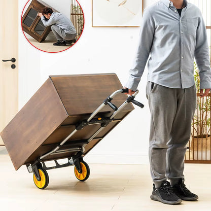 Chariot Pliable Robuste – Charge 120 kg, Hauteur Réglable & Roues Silencieuses