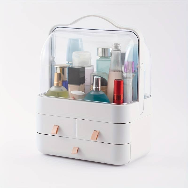 Boîte De Rangement Pour Cosmétiques Avec Couvercle Et Poignée