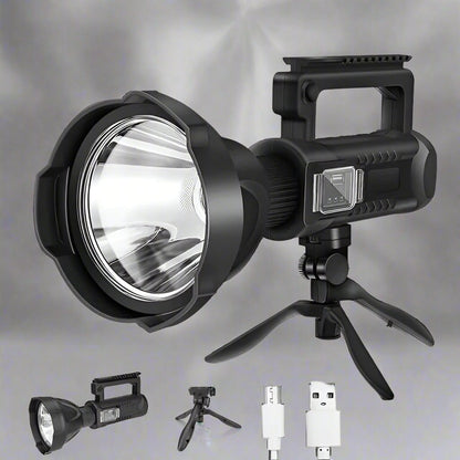 Projecteur super lumineux, 4 modes, étanche IPX5 avec trépied et banque d'alimentation