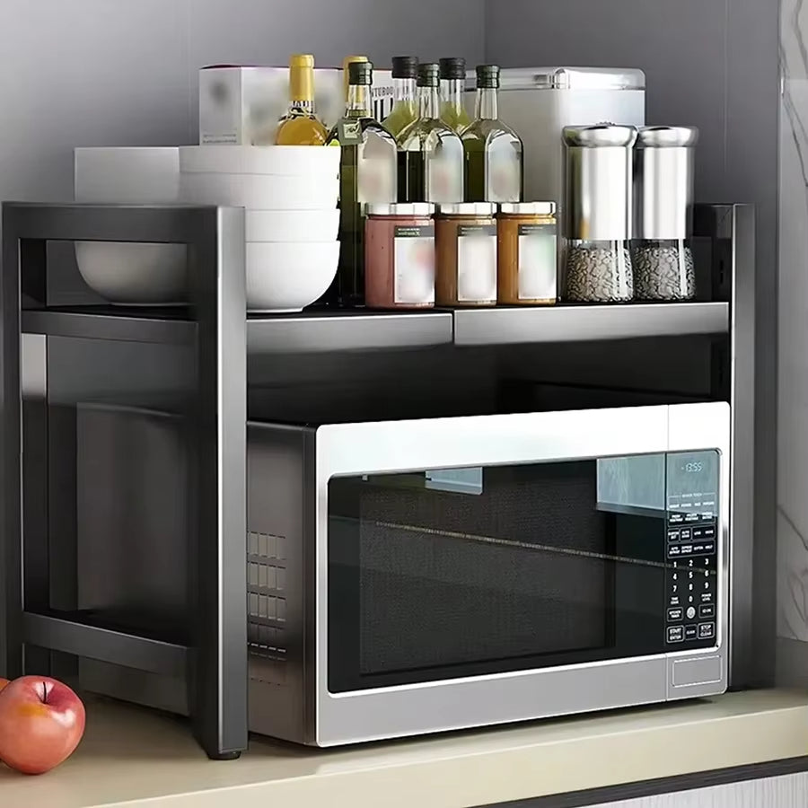 Étagère de rangement rétractable pour micro-ondes.