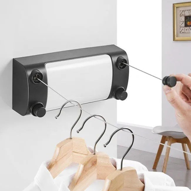 Corde à linge rétractable murale robuste en acier inoxydable