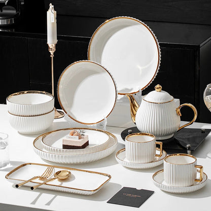 Ensemble de Plats et Assiettes en Céramique 32 piece