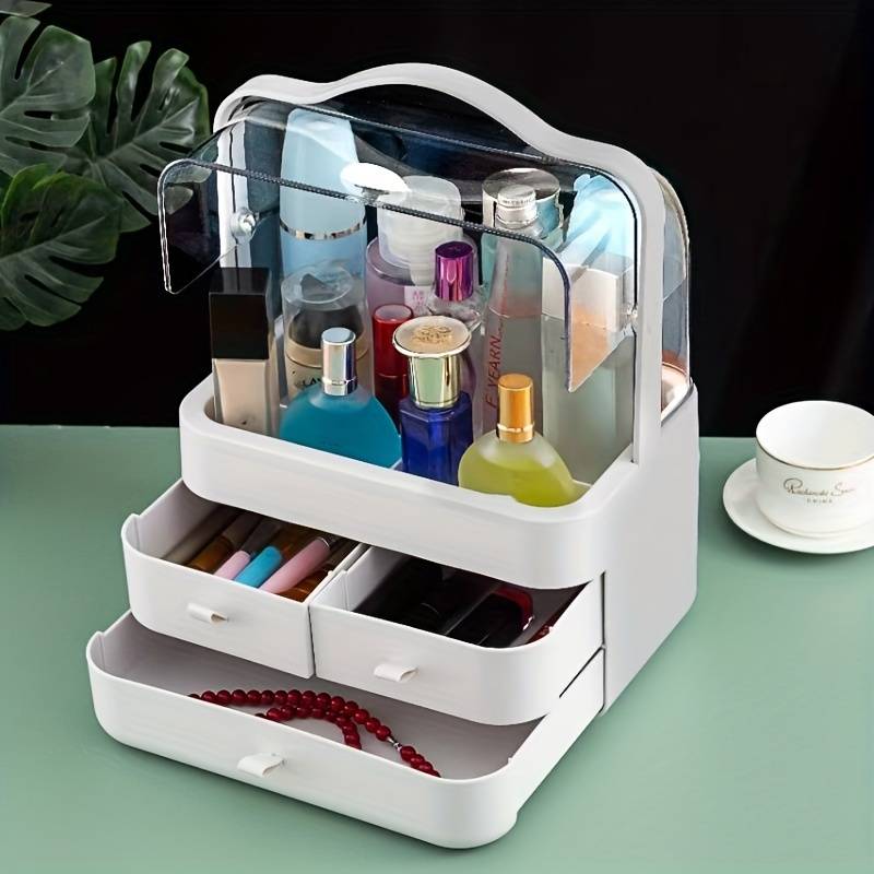 Boîte De Rangement Pour Cosmétiques Avec Couvercle Et Poignée