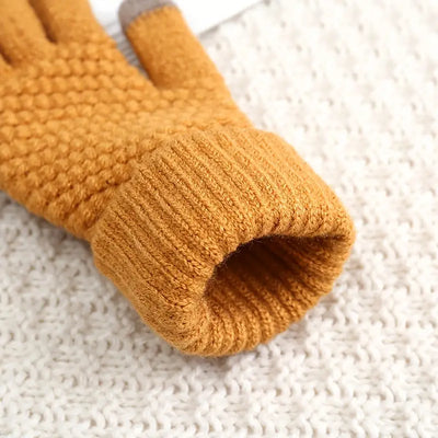 Gants tricotés chauds d'hiver pour écran tactile de téléphone portable.