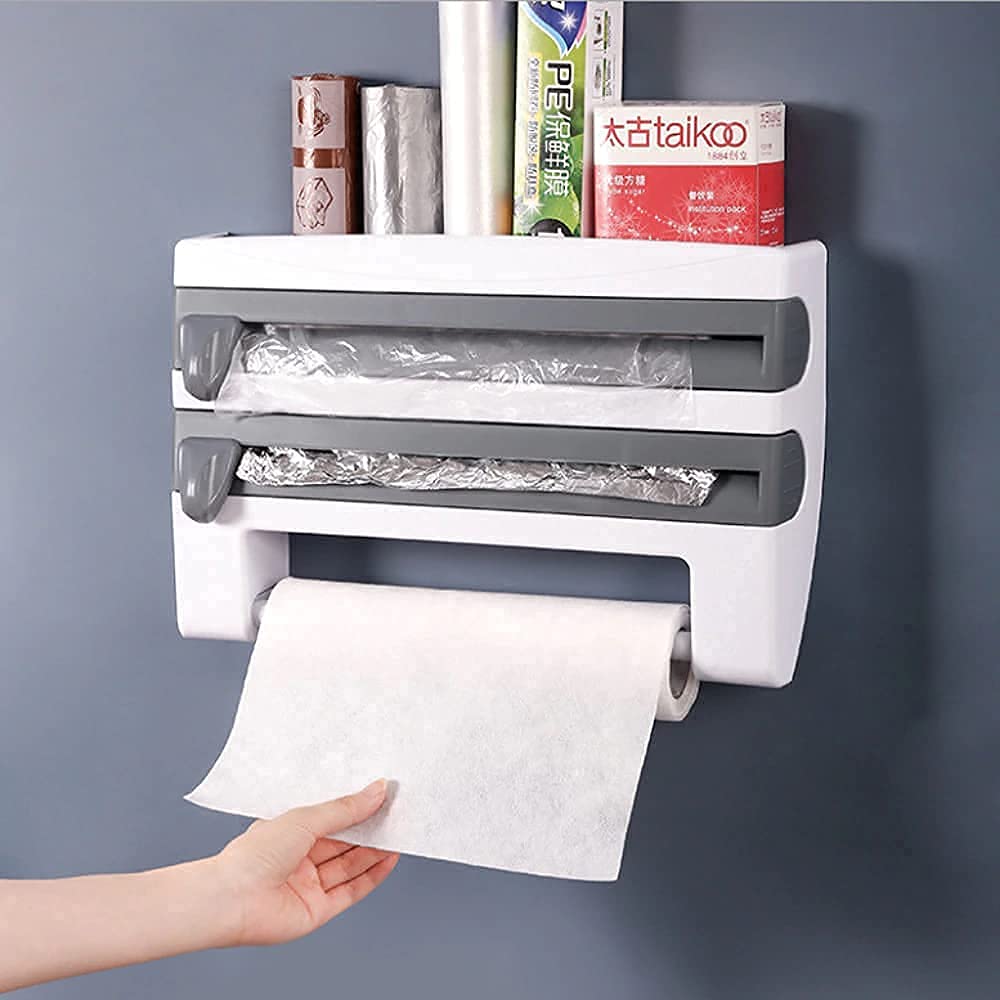 Porte-serviettes et porte-ustensiles de cuisine.
