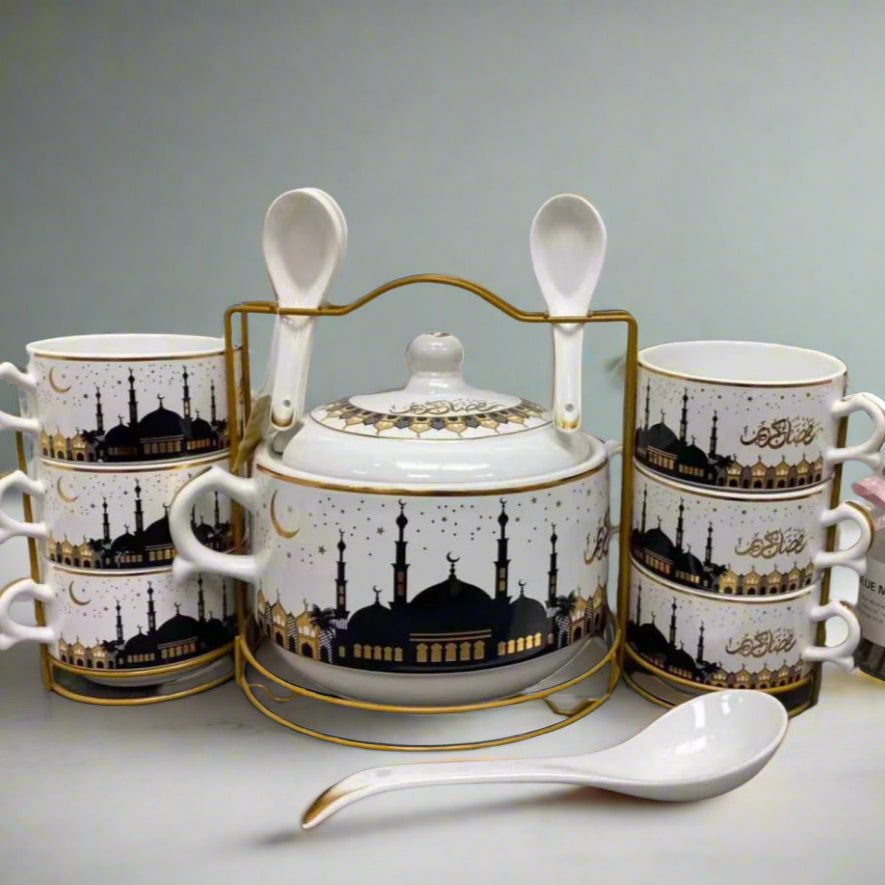 Service de Soupe en Céramique avec Motifs Islamiques 🕌
