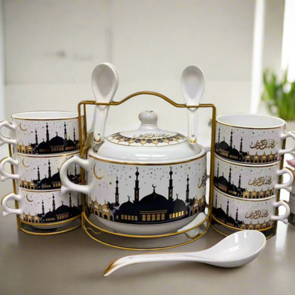 Service de Soupe en Céramique avec Motifs Islamiques 🕌