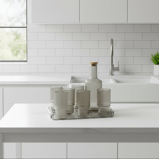 Service à eau en verre doré