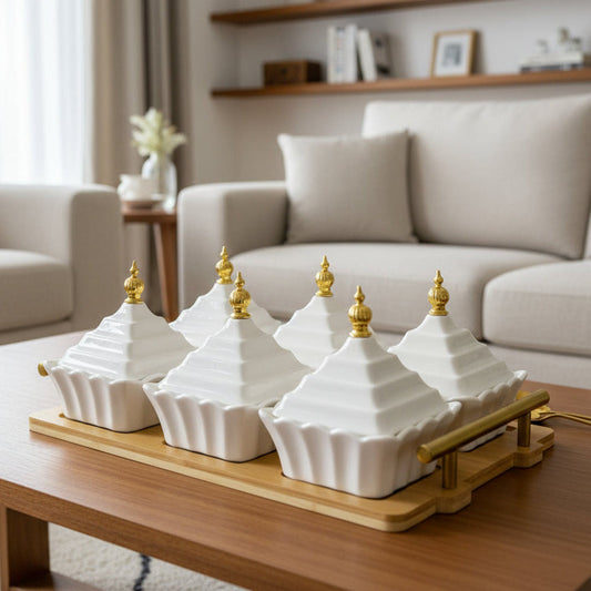 Plateau de condiments en céramique