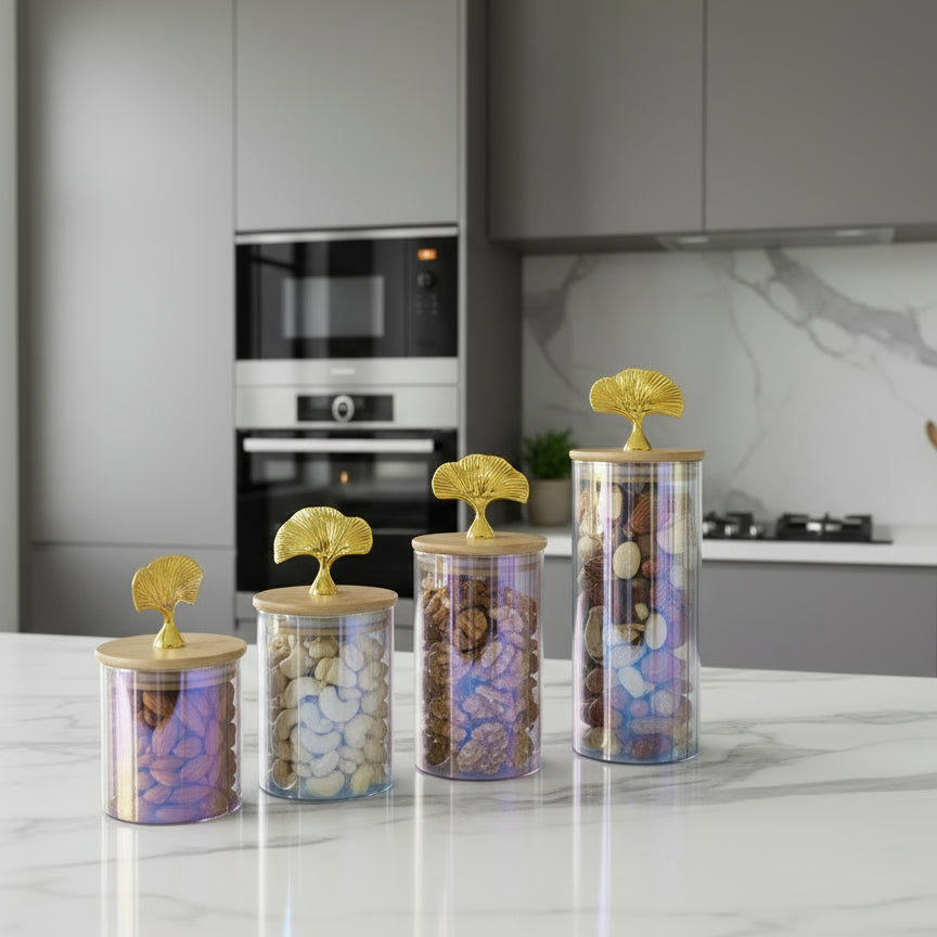 Set de bocaux décoratifs en verre