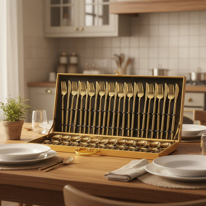 Ensemble de couverts dorés 48 pièces