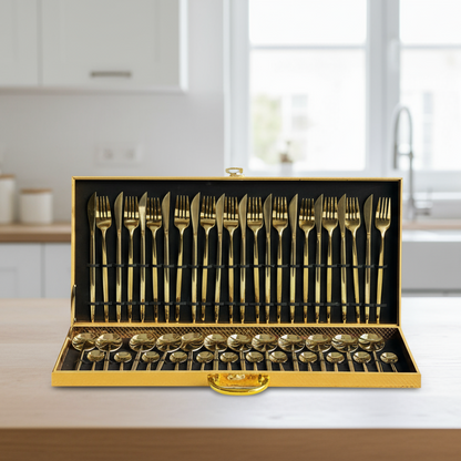 Ensemble de couverts dorés 48 pièces