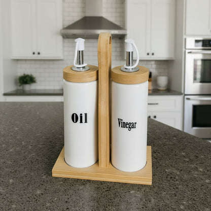 Set huilier & vinaigrier – Bambou & Céramique