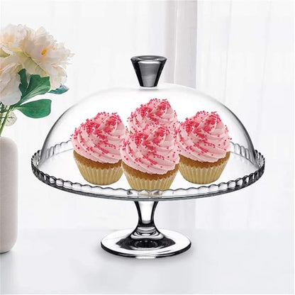 Présentoir à gâteaux en verre avec dôme