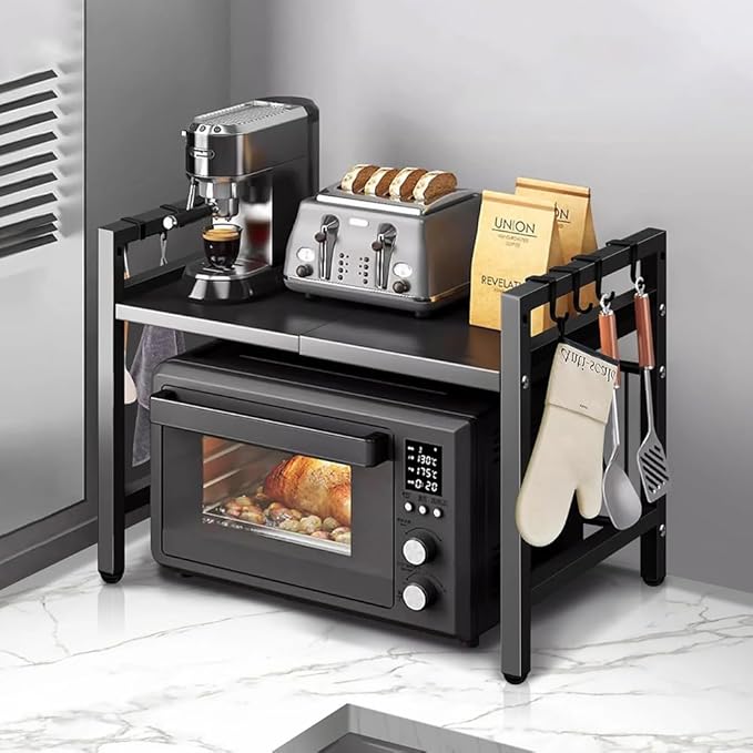 Étagère de rangement rétractable pour micro-ondes.