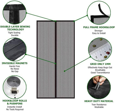 Anti Moustiquaires Rideaux pour Portes D'été Anti Mouche Bogue Insecte Magnétique Fermeture Automatique