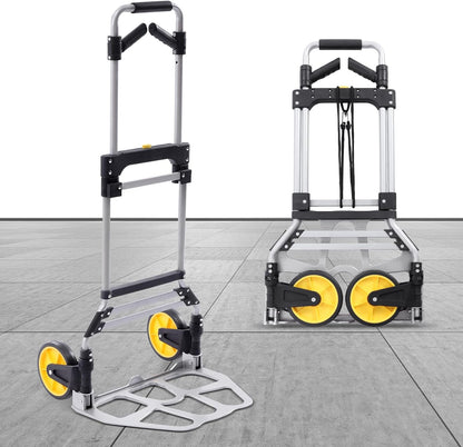 Chariot Pliable Robuste – Charge 120 kg, Hauteur Réglable & Roues Silencieuses