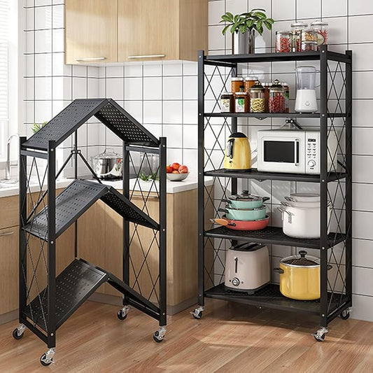 Étagère de Rangement Pliable à 4 Niveaux en Métal