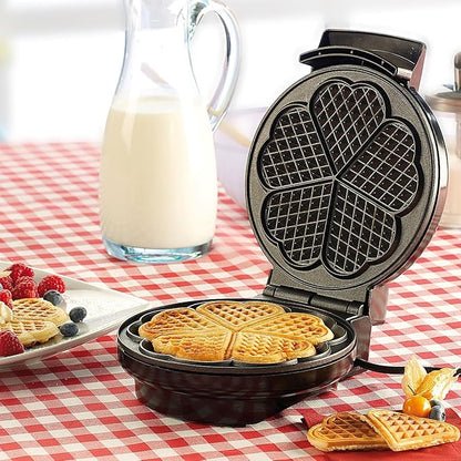 Gaufrier en forme de cœur - Revêtement antiadhésif - 5 Gaufres - 1000 W