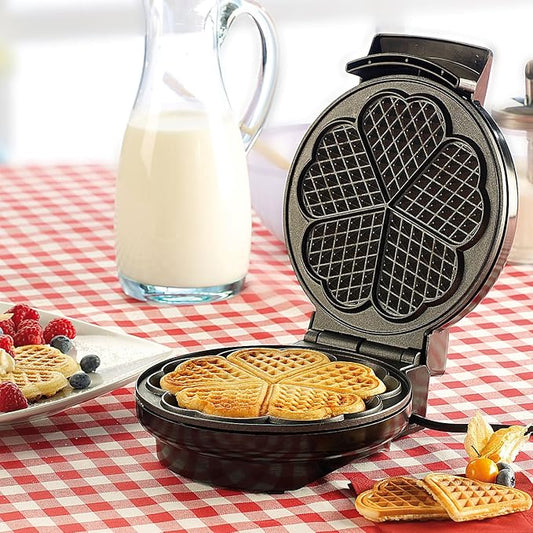 Gaufrier en forme de cœur - Revêtement antiadhésif - 5 Gaufres - 1000 W
