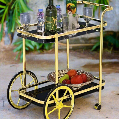 Chariot de service mobile de luxe en acier inoxydable