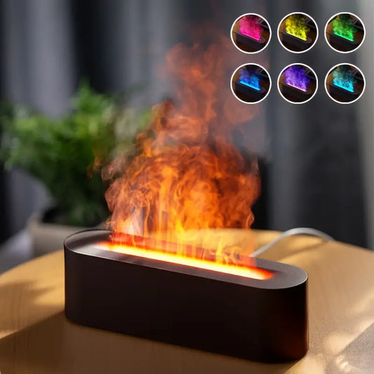 Diffuseur d'Huiles Essentielles avec Effet Flamme et Lumières Éblouissantes