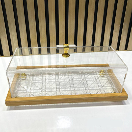 Vitrine Élégante en Acrylique avec Base en Bambou