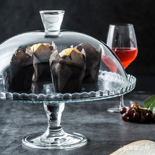 Présentoir à gâteaux en verre avec dôme