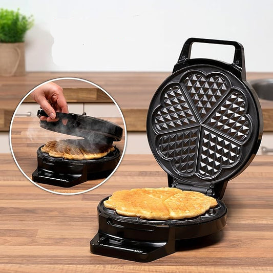 Gaufrier en forme de cœur - Revêtement antiadhésif - 5 Gaufres - 1000 W