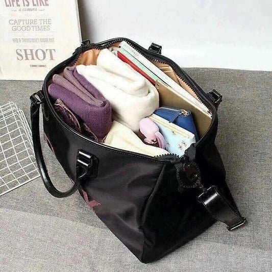 Sac à bandoulière en tissu Oxford imperméable à motif de lettres roses