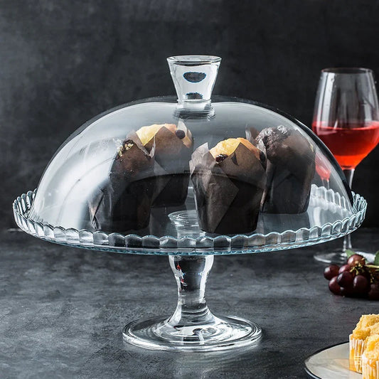 Présentoir à gâteaux en verre avec dôme