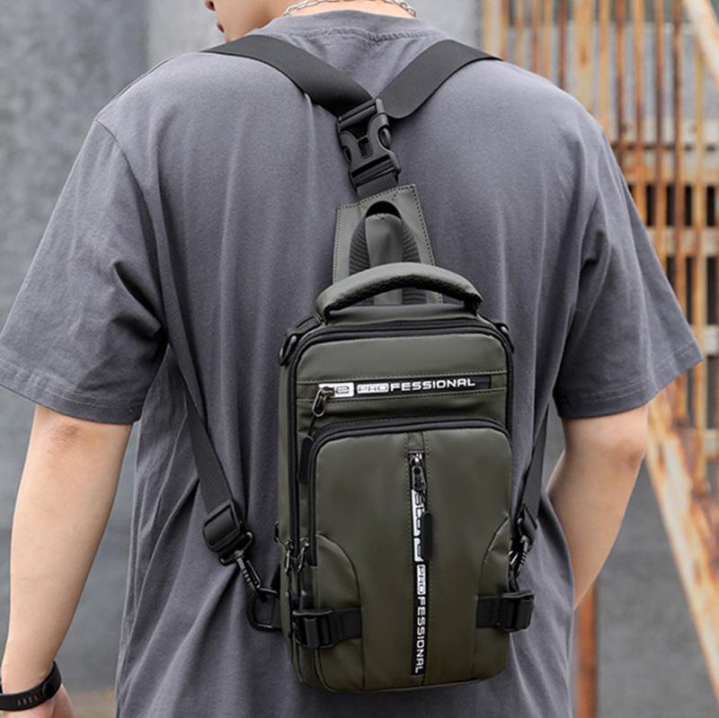 Sac À Bandoulière Avec 6 Poches Unisex Étanche Avec Port De Charge Usb