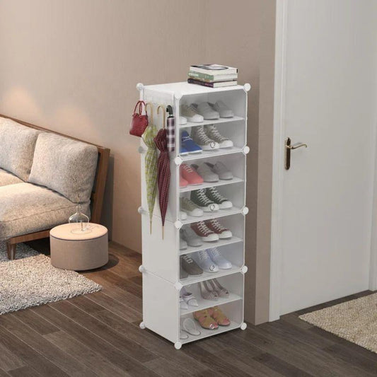 Étagère à chaussures avec dix étages et cinq portes, assemblable et démontable