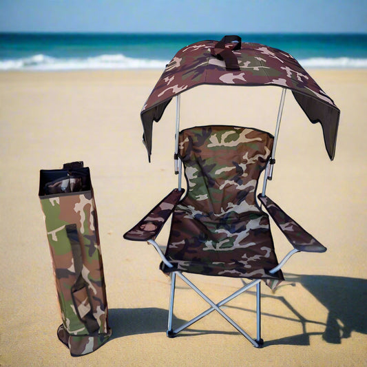 Chaise de camping confortable avec parasol réglable