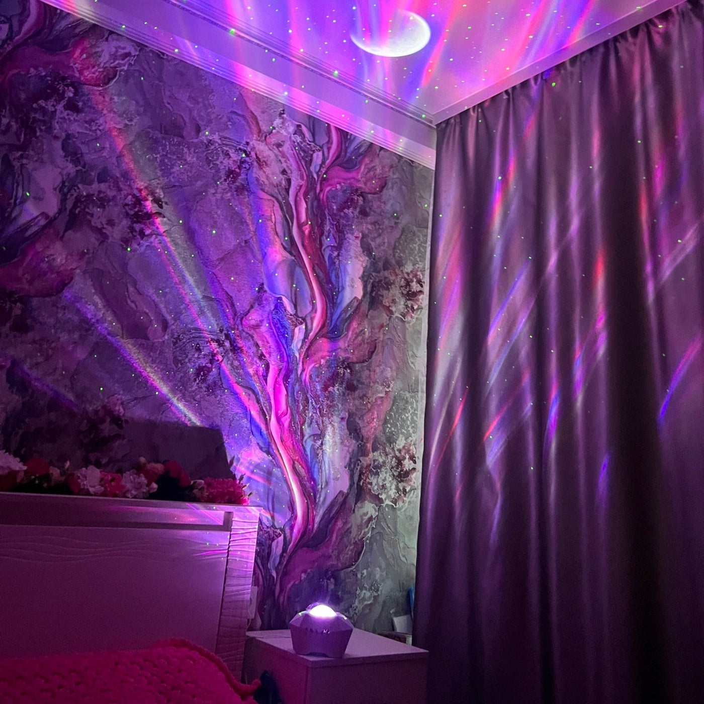 Projecteur LED Usb d'étoiles, de météores, de lune, de nébuleuse, d'atmosphère, pour décoration de chambre à coucher, veilleuse