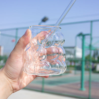 Tasse en verre transparente en forme de raisin avec poignée