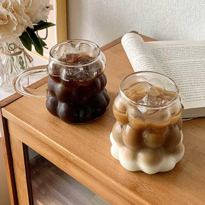 Tasse en verre transparente en forme de raisin avec poignée