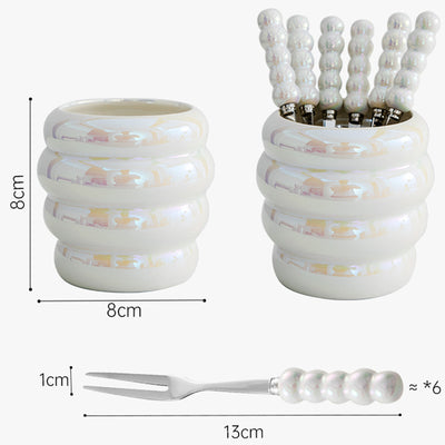 Fourchettes à fruits en perles avec pot de rangement